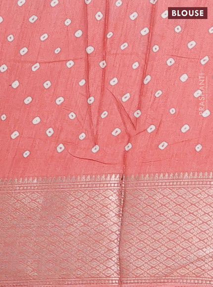 Semi dola saree peach orange with butta prints and zari woven border