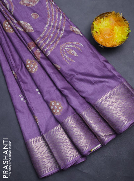 Semi dola saree lavender with butta prints and zari woven border