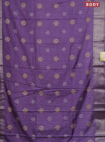 Semi dola saree lavender with butta prints and zari woven border