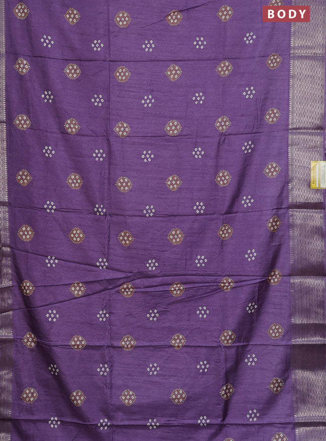Semi dola saree lavender with butta prints and zari woven border