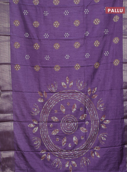 Semi dola saree lavender with butta prints and zari woven border