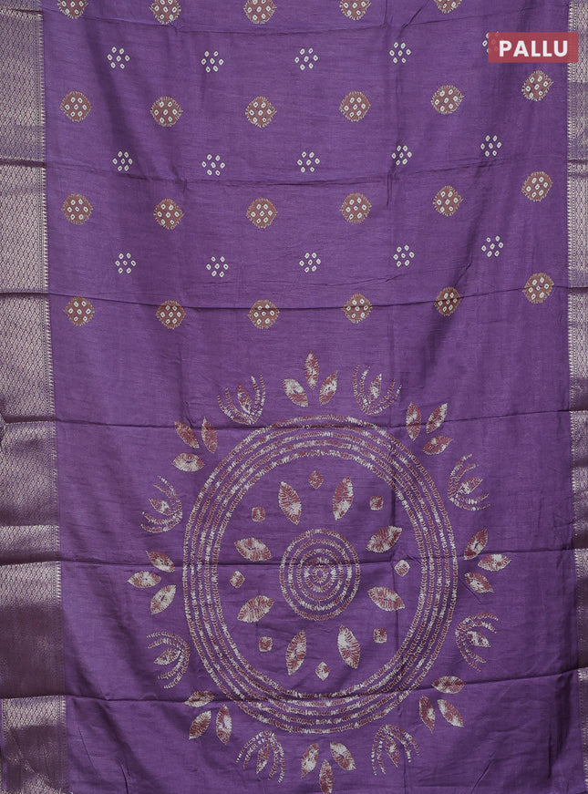 Semi dola saree lavender with butta prints and zari woven border
