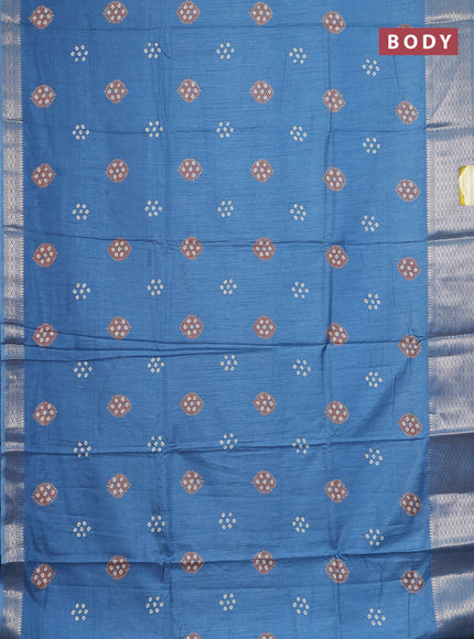 Semi dola saree cs blue with butta prints and zari woven border