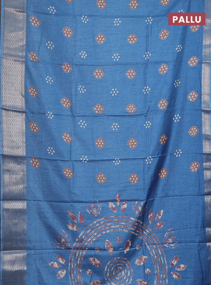 Semi dola saree cs blue with butta prints and zari woven border