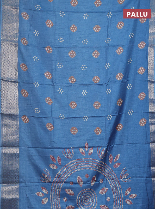 Semi dola saree cs blue with butta prints and zari woven border