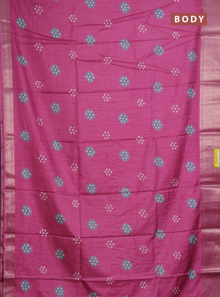 Semi dola saree mauve pink with butta prints and zari woven border