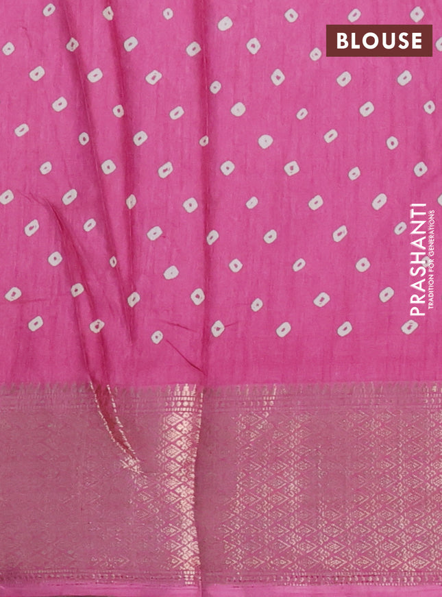Semi dola saree mauve pink with butta prints and zari woven border