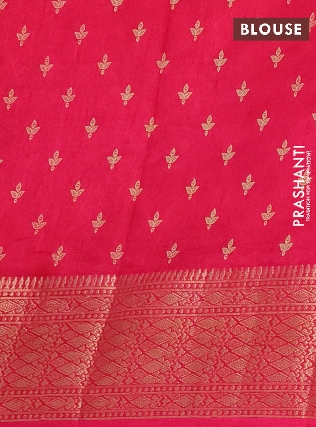 Semi dola saree pink with allover prints and zari woven border