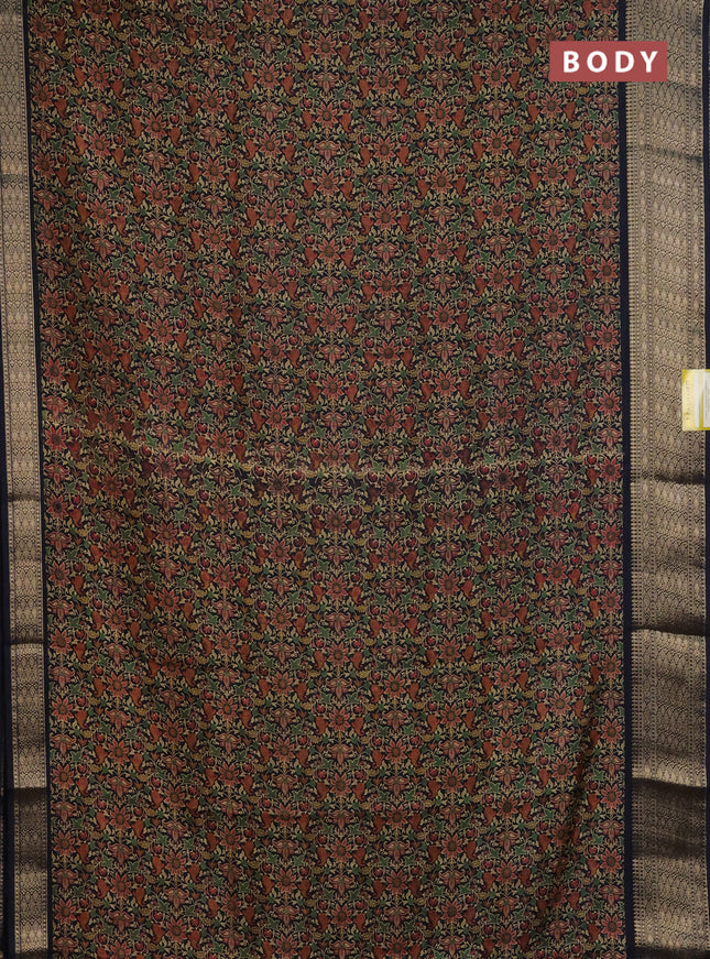 Semi dola saree black with allover prints and zari woven border