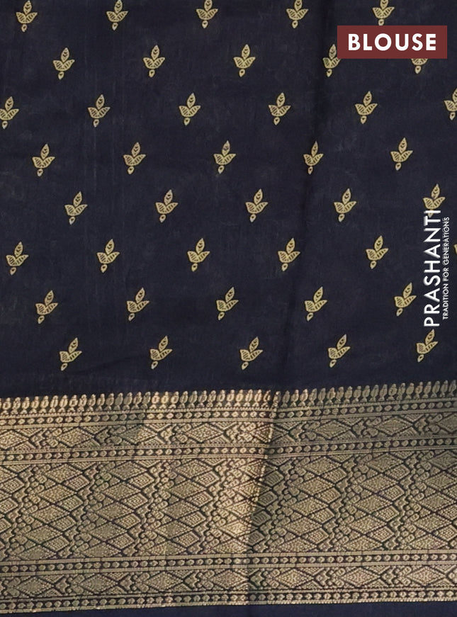 Semi dola saree black with allover prints and zari woven border
