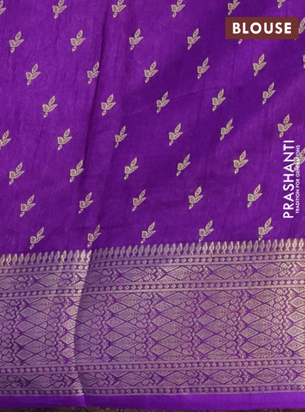 Semi dola saree violet with allover prints and zari woven border