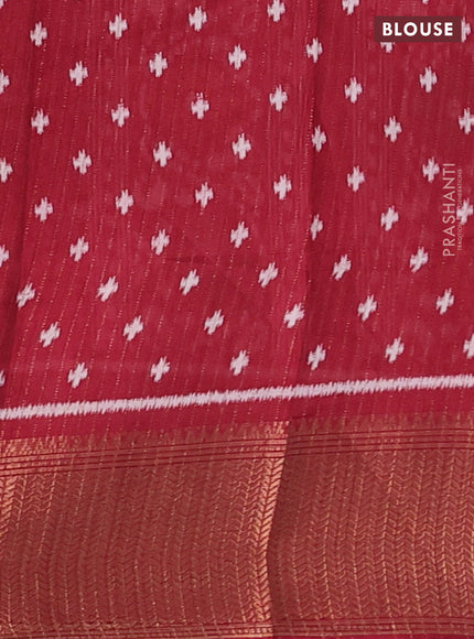 Semi dola saree maroon with allover ikat butta prints & zari weaves and zari woven border