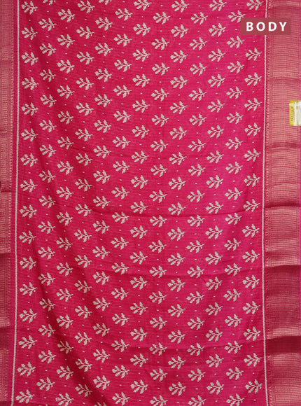 Semi dola saree pink with allover ikat butta prints & zari weaves and zari woven border