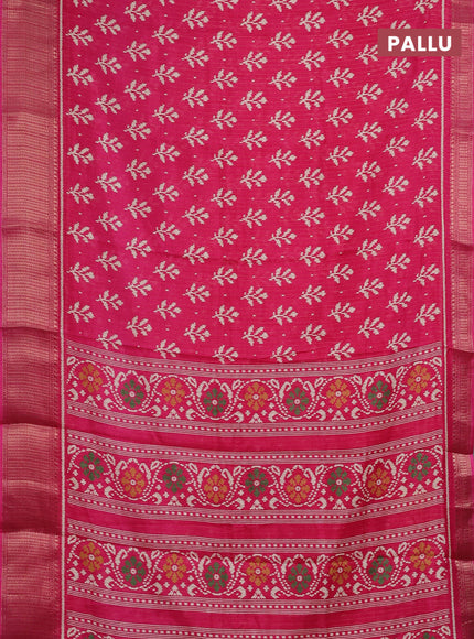 Semi dola saree pink with allover ikat butta prints & zari weaves and zari woven border