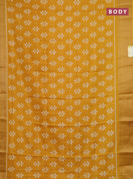 Semi dola saree mustard yellow with allover ikat butta prints & zari weaves and zari woven border
