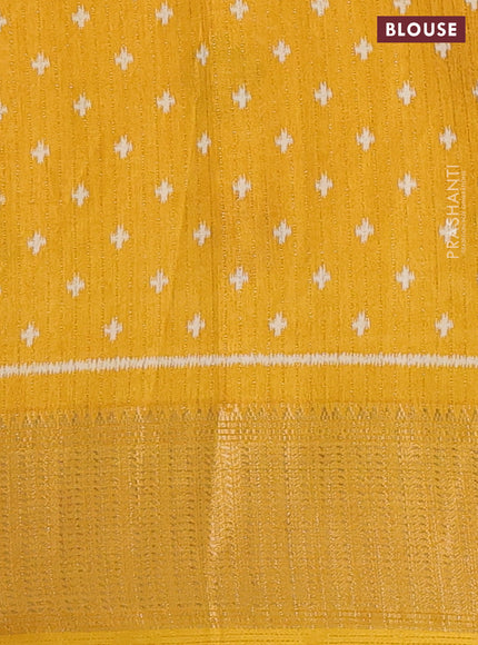 Semi dola saree mustard yellow with allover ikat butta prints & zari weaves and zari woven border