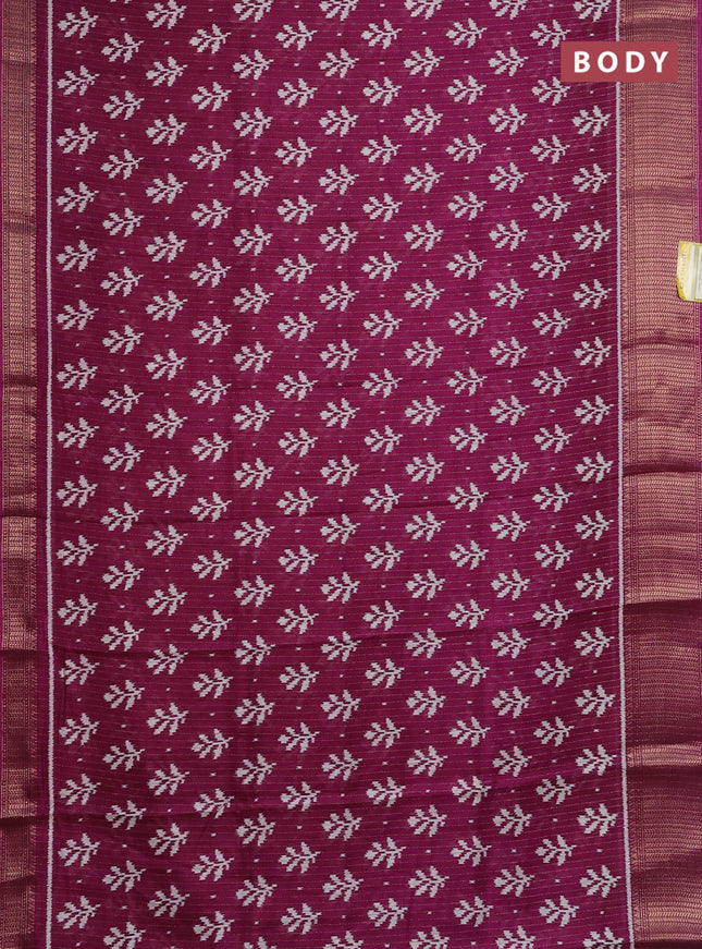 Semi dola saree wine shade with allover ikat butta prints & zari weaves and zari woven border