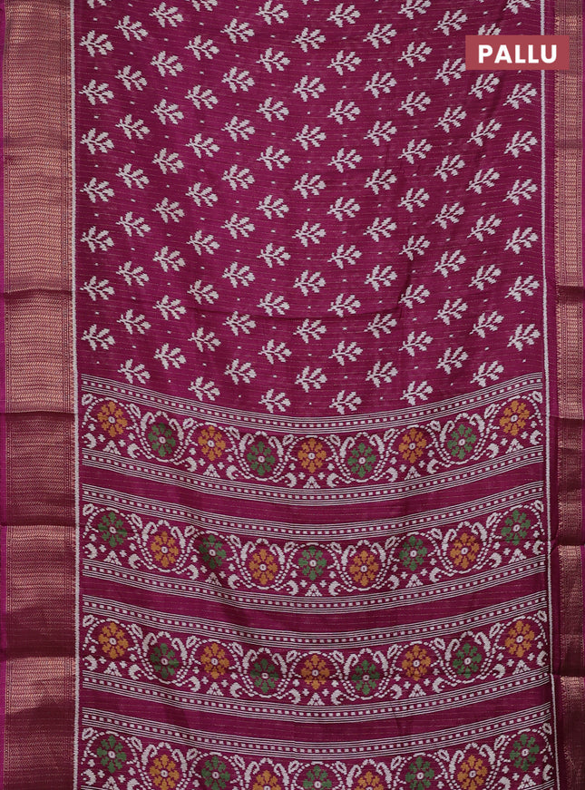 Semi dola saree wine shade with allover ikat butta prints & zari weaves and zari woven border
