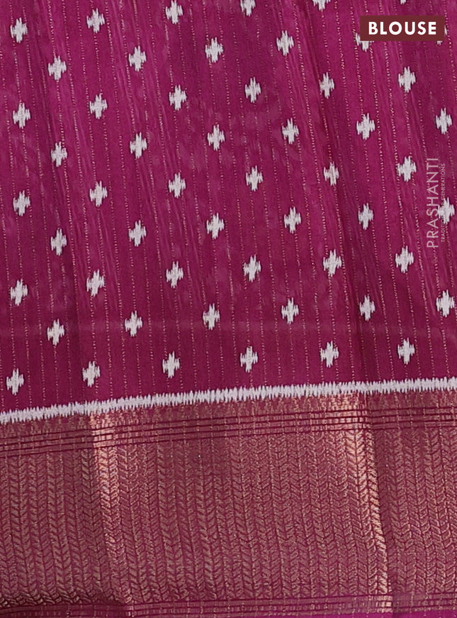 Semi dola saree wine shade with allover ikat butta prints & zari weaves and zari woven border