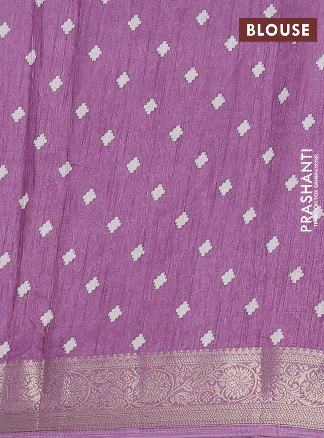 Semi dola saree pastel purple with allover ikat prints and zari woven border