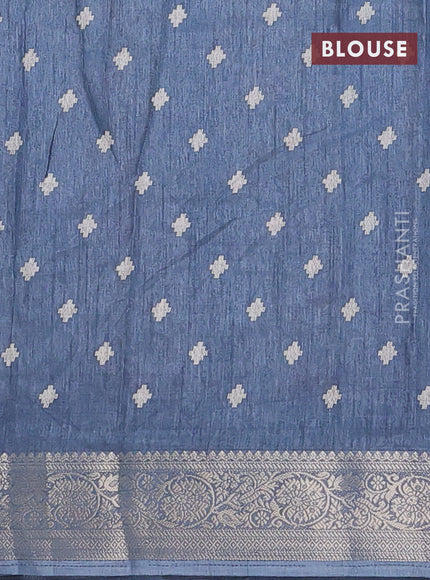 Semi dola saree grey with allover ikat prints and zari woven border