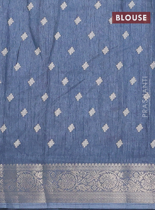 Semi dola saree grey with allover ikat prints and zari woven border