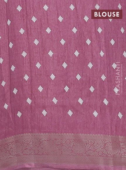Semi dola saree mauve pink with allover ikat prints and zari woven border