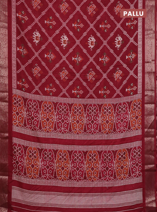Semi dola saree maroon with allover patola prints and zari woven border