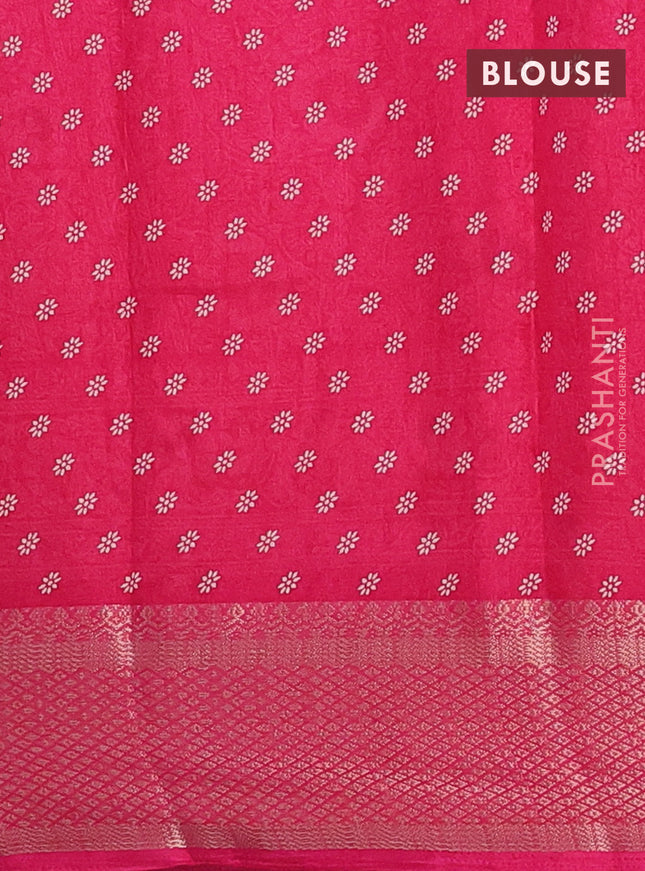 Semi dola saree pink with allover prints and zari woven border
