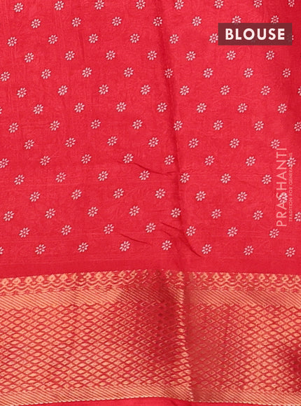 Semi dola saree red with allover prints and zari woven border