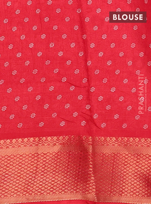 Semi dola saree red with allover prints and zari woven border