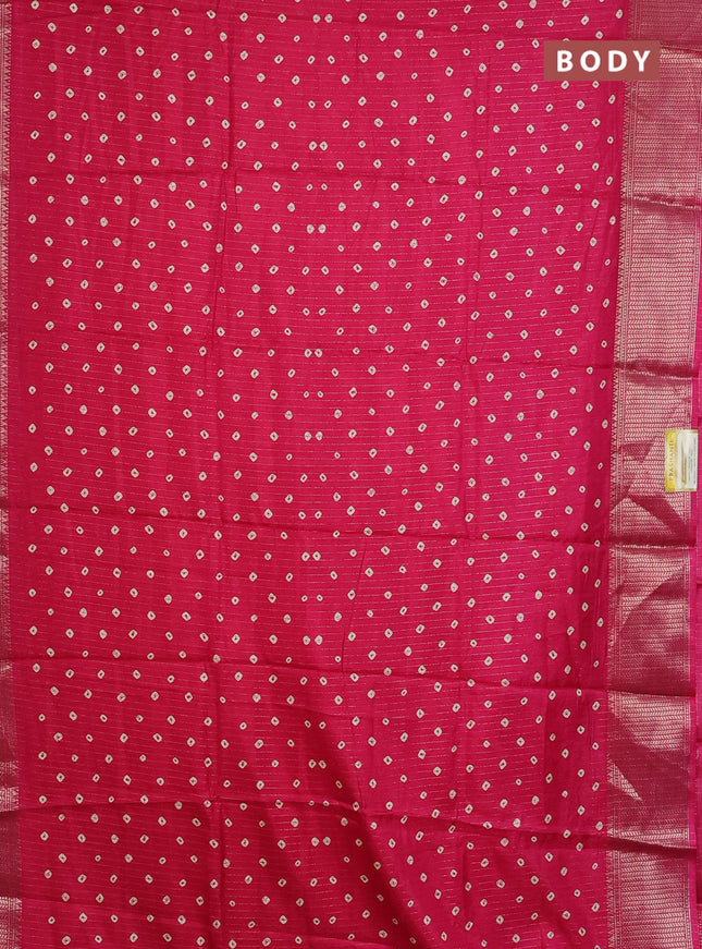 Semi dola saree pink with allover bandhani prints and zari woven border