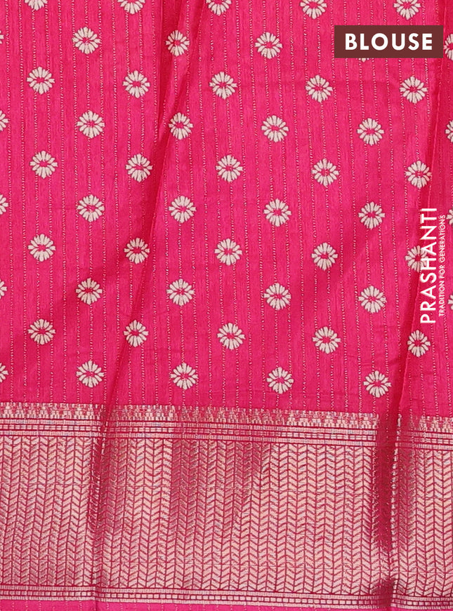 Semi dola saree pink with allover bandhani prints and zari woven border