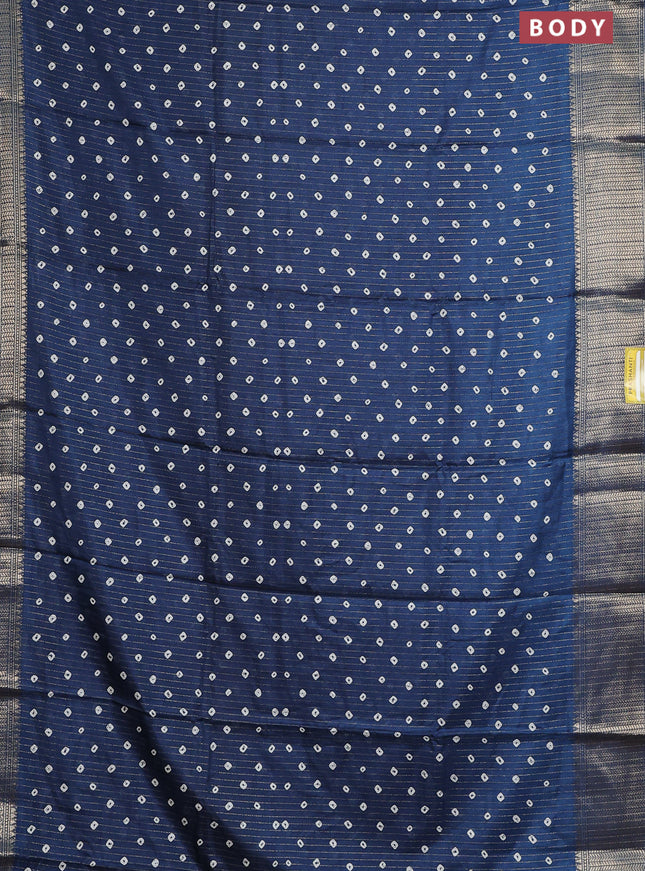 Semi dola saree peacock blue with allover bandhani prints and zari woven border