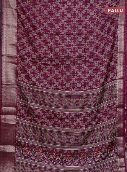 Semi dola saree wine shade with allover prints & zari weaves and zari woven border
