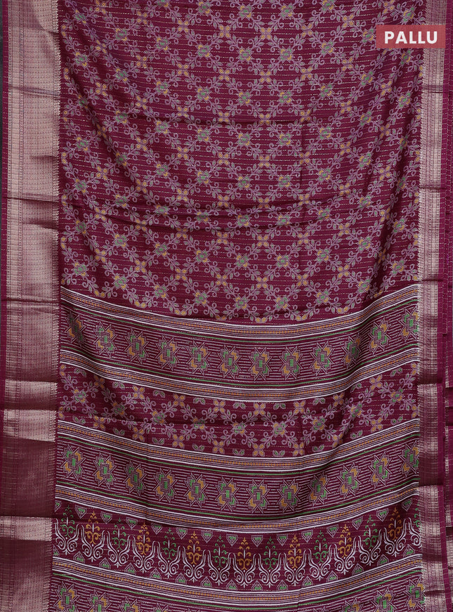Semi dola saree wine shade with allover prints & zari weaves and zari woven border