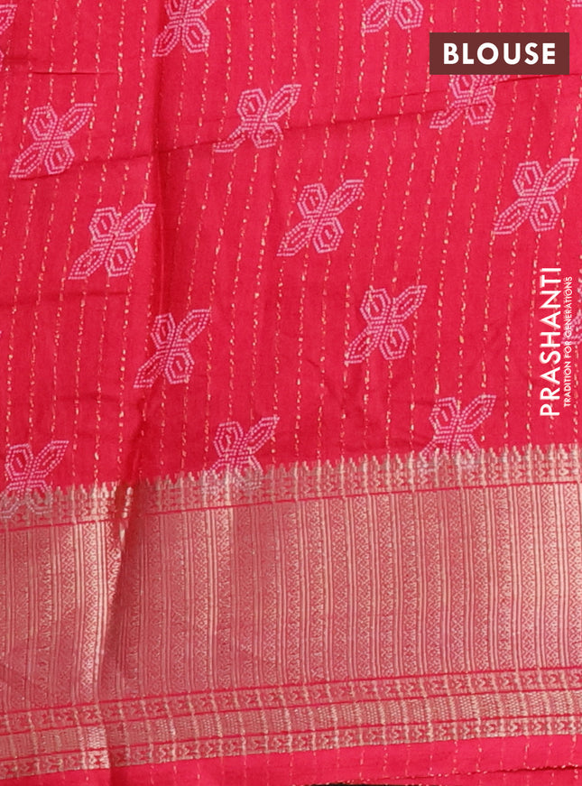 Semi dola saree pink with allover prints & zari weaves and zari woven border