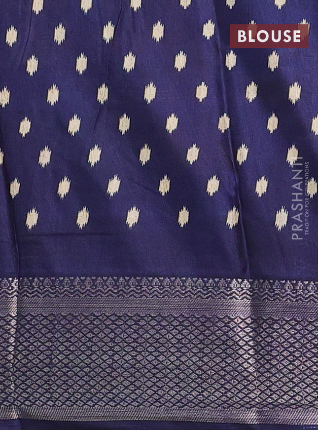 Semi dola saree cream and navy blue with allover patola prints and zari woven border