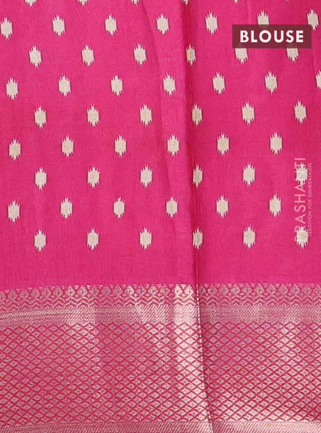 Semi dola saree cream and pink with allover patola prints and zari woven border