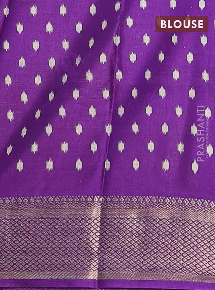 Semi dola saree cream and violet with allover patola prints and zari woven border