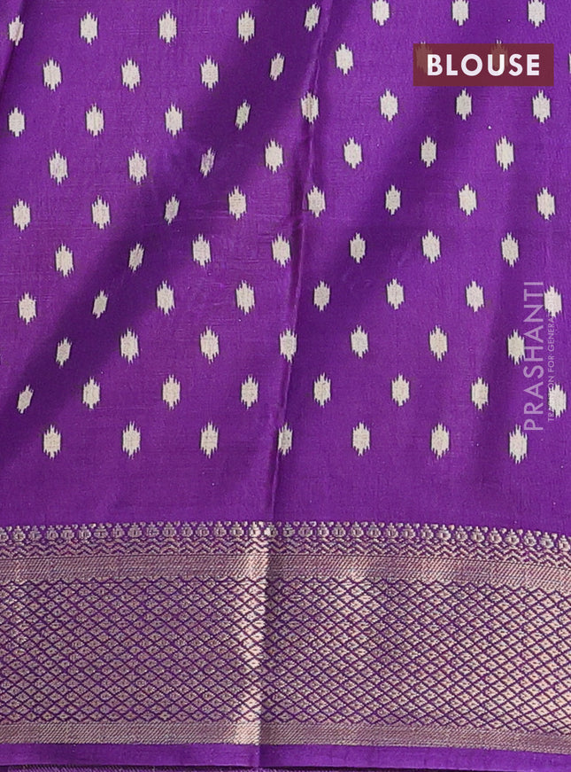Semi dola saree cream and violet with allover patola prints and zari woven border
