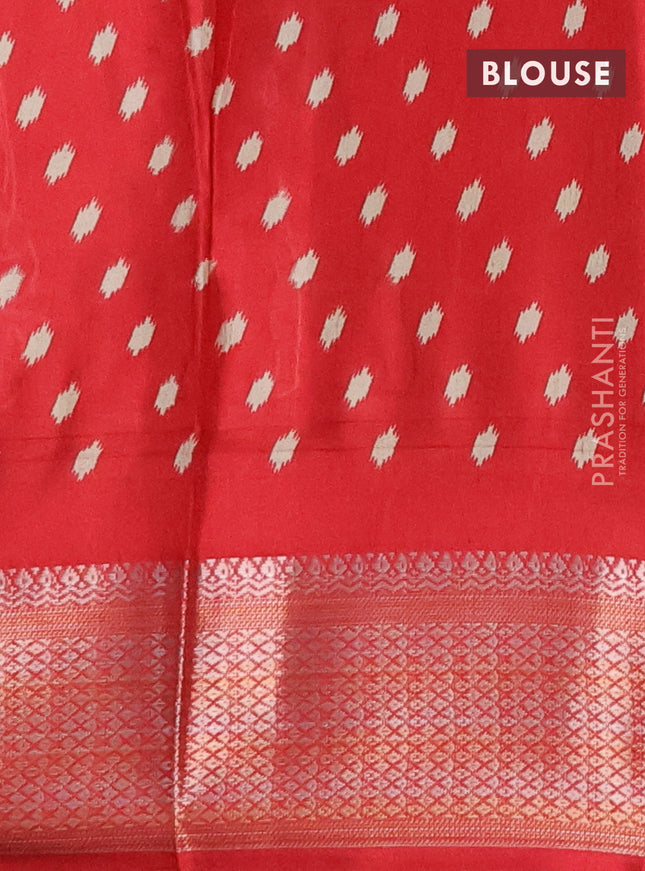 Semi dola saree cream and red with allover patola prints and zari woven border