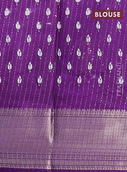 Semi dola saree violet with allover prints & zari weaves and zari woven border