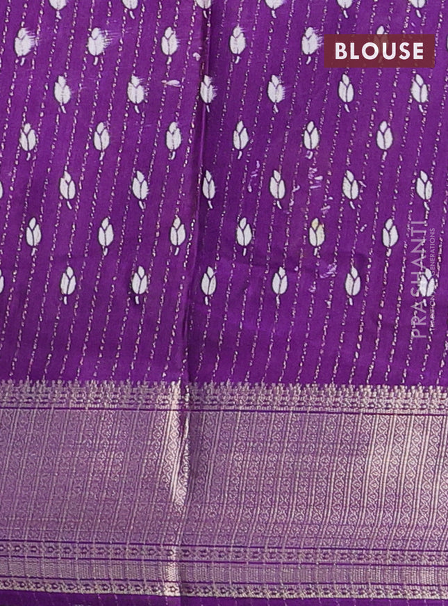 Semi dola saree violet with allover prints & zari weaves and zari woven border