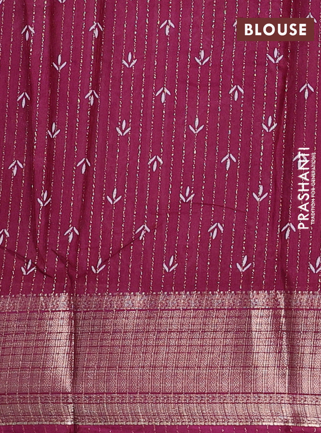 Semi dola saree wine shade with allover floral butta prints & zari weaves and zari woven border
