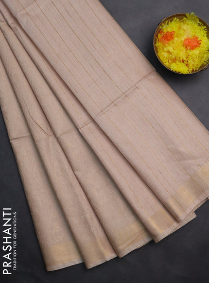 Semi munga jacquard saree beige with allover zari weaves and zari woven border