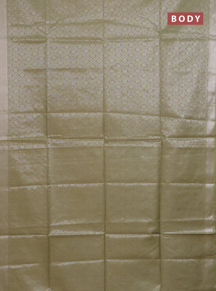 Semi munga jacquard saree pastel green with allover silver zari weaves and zari woven border