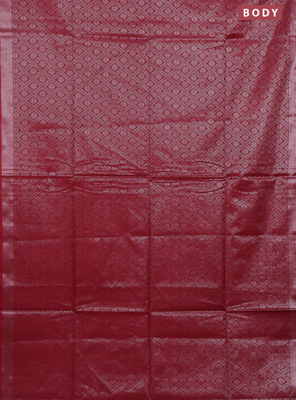 Semi munga jacquard saree red with allover silver zari weaves and zari woven border