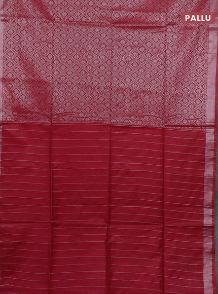 Semi munga jacquard saree red with allover silver zari weaves and zari woven border