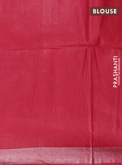 Semi munga jacquard saree red with allover silver zari weaves and zari woven border